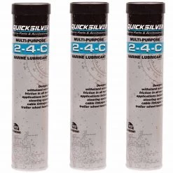 QUICKSILVER Marine Grease Multi-Purpose 2-4-C Marine Lubricant For Grease Gun, 3 Oz. Cartridge, 3-pack
