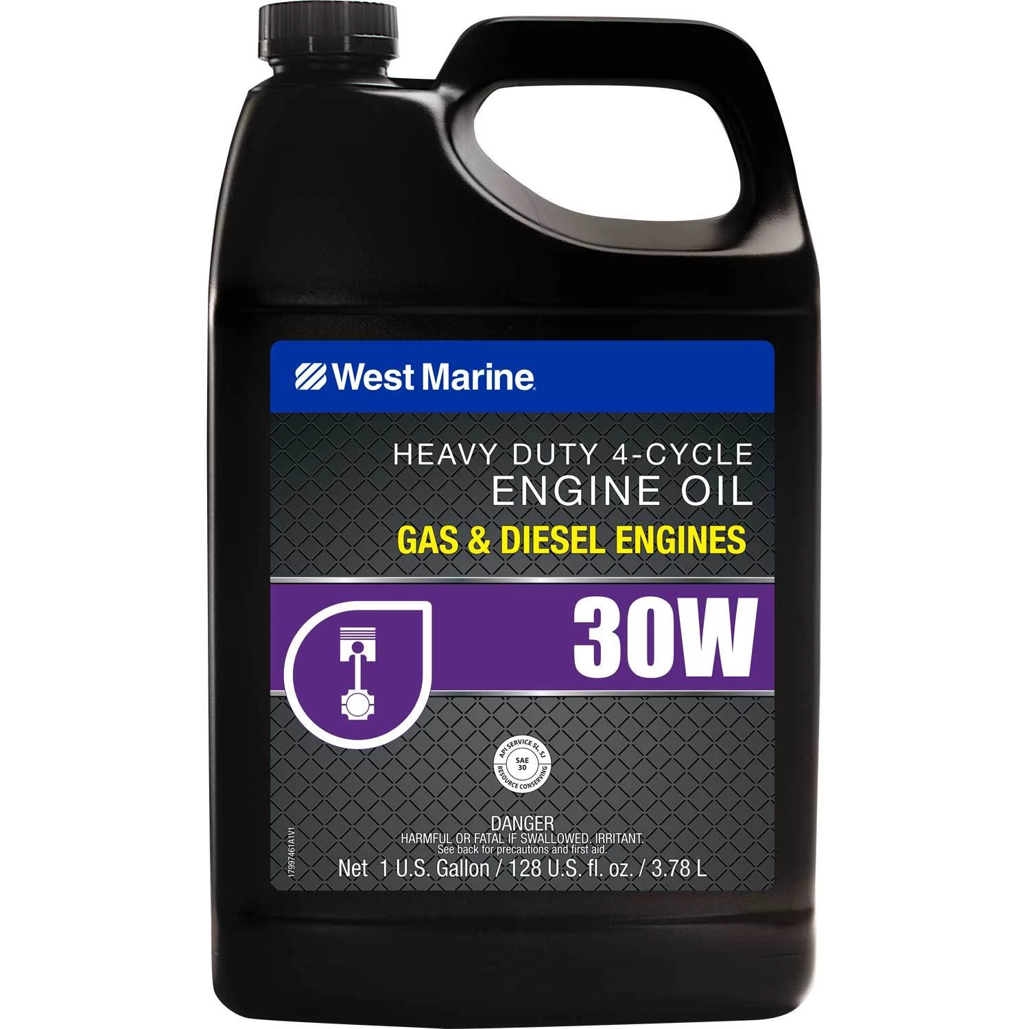 WEST MARINE 4 Stroke Oil Premium SAE 30W 4-Cycle Heavy Duty Engine Oil, Gallon 1 WEST MARINE 4 Stroke Oil Premium SAE 30W 4-Cycle Heavy Duty Engine Oil, Gallon