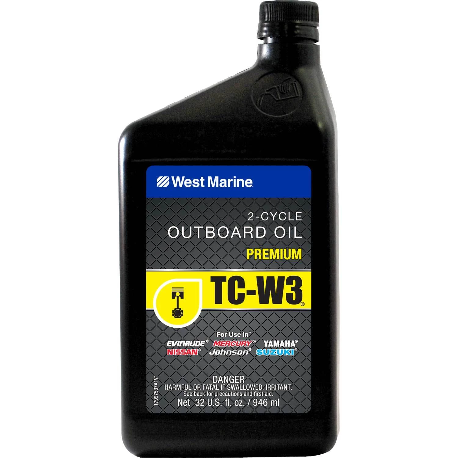WEST MARINE 2 Stroke Oil Premium 2-Cycle TC-W3 Outboard Oil, Quart 1 WEST MARINE 2 Stroke Oil Premium 2-Cycle TC-W3 Outboard Oil, Quart