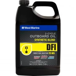 WEST MARINE 2 Stroke Oil DFI Direct Fuel Injection Synthetic Blend TC-W3 Outboard Oil, 2.5 Gallons
