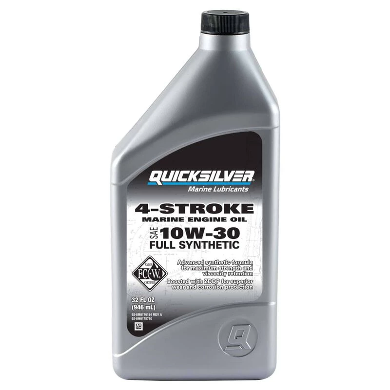QUICKSILVER 4 Stroke Oil 10W30 Full Synthetic 4-Stroke Marine Engine Oil, Quart 1 QUICKSILVER 4 Stroke Oil 10W30 Full Synthetic 4-Stroke Marine Engine Oil, Quart